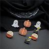 Halloween Pumpkin Ghost Boot Wood Stud Earring Sets EJEW-OY002-05-2