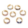 Brass Micro Pave Clear Cubic Zirconia Cuff Rings RJEW-I077-01G-1