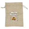 Christmas Printed Burlap Packing Pouches Drawstring Bags ABAG-Q053-02B-11-1