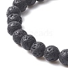 2Pcs 2 Style Natural Lava Rock & White Crazy Agate Beaded Strech Bracelets Set BJEW-JB09345-4