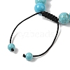 10mm Round Natural Crackle Turquoise  Braided Bead Bracelets BJEW-C067-01C-10-4