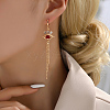 Fashionable Classic Brass Cubic Zirconia Eye Tassel Hoop Earrings MP5699-4