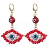 Glass Seed Bead Evil Eye Hoop Earrings EJEW-MZ00272-04-1