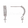 Rhodium Plated 925 Sterling Silver Micro Pave Cubic Zirconia Stud Earring Findings STER-P035-41P-2