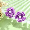 Daisy Glass Seed Beaded Stud Earrings EJEW-MZ00334-04-1