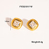 Retro Rhombus Stainless Steel Cubic Zirconia Stud Earrings for Women CQ6357-6-1