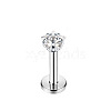 Titanium Steel Clear Cubic Zirconia Threadless Labret Stud WGC142D-09-1