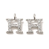 Initial Letter Brass Micro Pave Cubic Zirconia Pendants ZIRC-F008-H-1