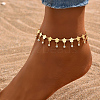 Fashionable Real 18K Gold Plated Brass Rhinestone Tassel Flower Anklet for Women Beach Casual Style NP7721-1