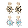 Handmade Glass Seed Beads Flower Dangle Stud Earrings EJEW-MZ00570-2
