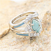 3Pcs Horse Eye Alloy & Crystal Rhinestone & Synthetic Turquoise Finger Rings FS-WG40CFA-10-3