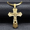 304 Stainless Steel Cross with Jesus Pendant Necklaces NJEW-G115-04G-1