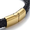 Men's Braided Black PU Leather Cord Bracelets BJEW-K243-50G-3