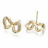 Brass Micro Pave Clear Cubic Zirconia Stud Earring Findings KK-S360-008-NF-2