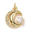 Brass Micro Pave Clear Cubic Zirconia Pendants ZIRC-E165-04G-1