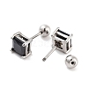 Square 316 Surgical Stainless Steel Pave Cubic Zirconia Cartilage Earrings for Women Men EJEW-Z050-34C-02P-2