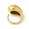 Ion Plating(IP) 304 Stainless Steel Rhinestone Teardrop Open Cuff Ring for Women RJEW-C083-14G-3