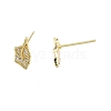 Clear Cubic Zirconia Maple Leaf Stud Earrings EJEW-G322-26G-3