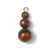 Natural Tiger Eye Round Beaded Pendants PALLOY-JF02867-01-1