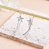 Rhodium Plated 925 Sterling Silver Star with Chain Tassel Dangle Earrings JE1043A-7