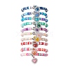 Natural Gemstone & MIYUKI Seed Beads Heart Charm Bracelets BJEW-MZ00084-2