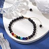 Adjustable Chakra 6mm Round Natural Dyed Malaysia Jade & Tiger Eye & Lava Rock BJEW-JB10614-2