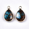 Teardrop Assembled Synthetic Bronzite and Regalite/Imperial Jasper Pendants G-N330-022-D08-2