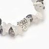 Natural Tourmalinated Quartz/Black Rutilated Quartz Beads Stretch Bracelets BJEW-JB03860-03-2