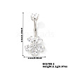 Flower Brass Cubic Zirconia Belly Rings Curved Barbell QR5785-2-1