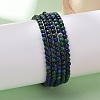 Natural Chrysocolla and Lapis Lazuli Round Bead Stretch Bracelets X-BJEW-L594-B04-3