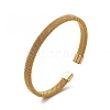 304 Stainless Steel Flat Mesh Chain Shape Open Cuff Bangle for Women BJEW-C033-09-2