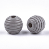 Painted Natural Wood Beehive Beads WOOD-S049-04A-08-2