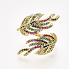 Brass Micro Pave Cubic Zirconia Cuff Rings RJEW-S044-045-2