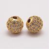 Brass Micro Pave Cubic Zirconia Beads ZIRC-E110-07G-1