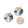 Natural & Synthetic Mixed Gemstone Chips Braided Ring with Tree of Life Dangle Earrings EJEW-JE04881-01-4
