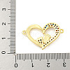 Rack Plating Brass Micro Pave Colorful Cubic Zirconia Heart with Footprint Connector Charms KK-P270-22G-3