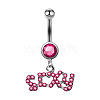 316L Surgical Stainless Steel Rhinestone Word Sexy Dangle Bell Rings WGB0917-02-4