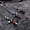 Chakras Natural Gemstone Beads Wire Wrapped Cross Dowsing Pendulums PW23032849378-2
