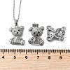 Bear Brass Micro Pave Cubic Zirconia Stud Earrings & Pendant Necklaces Sets SJEW-Z002-01P-5