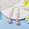 Natural Rose Quartz Chips Dangle Earrings EJEW-JE05634-02-2