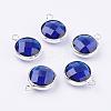 Silver Color Plated Brass Glass Flat Round Charms GLAA-M003-A-27S-1