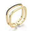 Brass Micro Pave Cubic Zirconia Cuff Rings RJEW-S045-55B-G-NR-1