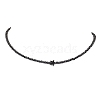 3mm Faceted Round Natural Black Spinel Beaded Necklaces NJEW-JN05127-2