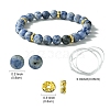 DIY Natural Blue Spot Jasper Round Beaded Stretch Bracelet Making Kit DIY-YW0008-36C-1