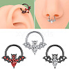 304 Stainless Steel Crystal Rhinestone Halloween Bat Hoop Nose Rings WG0E020-03-1