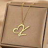 304 Stainless Steel Heart Initial Pendant Necklaces for Women Men FS-WG51A4F-05-1