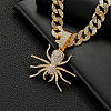 Alloy Full Crystal Rhinestone Halloween Spider Pendant Cuban Link Chain Necklaces for Men FS-WG4B1F3-01-2