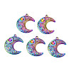 Rack Plating Rainbow Color 201 Stainless Steel Pendant Cabochon Settings STAS-T063-192M-1