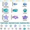 SUNNYCLUE 150Pcs 15 Style Transparent Spray Painted Glass Beads GLAA-SC0001-92-3