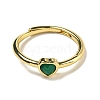 Heart Natural Green Onyx Agate Adjustable Rings RJEW-Q818-02G-04-3